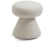 Drum Faux Shearling Teddy Fabric Upholstered Ottoman