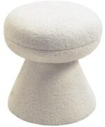 Drum Faux Shearling Teddy Fabric Upholstered Ottoman - Image 3