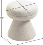 Drum Faux Shearling Teddy Fabric Upholstered Ottoman - Image 4