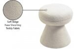 Drum Faux Shearling Teddy Fabric Upholstered Ottoman - Image 5