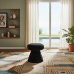 Drum Faux Shearling Teddy Fabric Upholstered Ottoman - Image 2