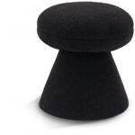 Drum Faux Shearling Teddy Fabric Upholstered Ottoman