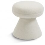 Drum Faux Shearling Teddy Fabric Upholstered Ottoman