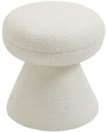 Drum Faux Shearling Teddy Fabric Upholstered Ottoman - Image 3