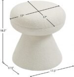 Drum Faux Shearling Teddy Fabric Upholstered Ottoman - Image 4