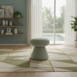 Drum Faux Shearling Teddy Fabric Upholstered Ottoman - Image 2