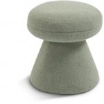 Drum Faux Shearling Teddy Fabric Upholstered Ottoman