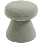 Drum Faux Shearling Teddy Fabric Upholstered Ottoman - Image 3