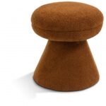 Drum Faux Shearling Teddy Fabric Upholstered Ottoman