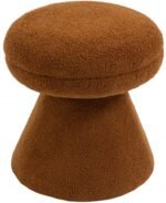 Drum Faux Shearling Teddy Fabric Upholstered Ottoman - Image 3
