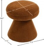 Drum Faux Shearling Teddy Fabric Upholstered Ottoman - Image 4