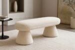 Drum Faux Shearling Teddy Fabric Upholstered Bench - Image 2