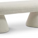 Drum Faux Shearling Teddy Fabric Upholstered Bench
