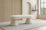 Drum Faux Shearling Teddy Fabric Upholstered Bench - Image 2