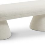 Drum Faux Shearling Teddy Fabric Upholstered Bench