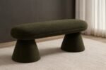 Drum Faux Shearling Teddy Fabric Upholstered Bench - Image 2
