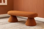 Drum Faux Shearling Teddy Fabric Upholstered Bench - Image 2
