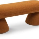 Drum Faux Shearling Teddy Fabric Upholstered Bench