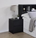 WESTPARK 2-DRAWER NIGHTSTAND LED LIGHTS AND USB BLACK - Image 2