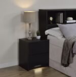 WESTPARK 2-DRAWER NIGHTSTAND LED LIGHTS AND USB BLACK - Image 3