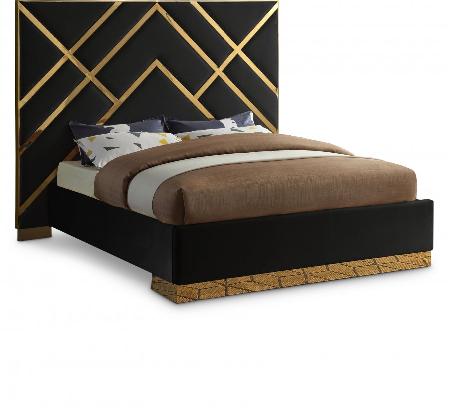 3217.jpg Vector Velvet Upholstered Bed - Image 1