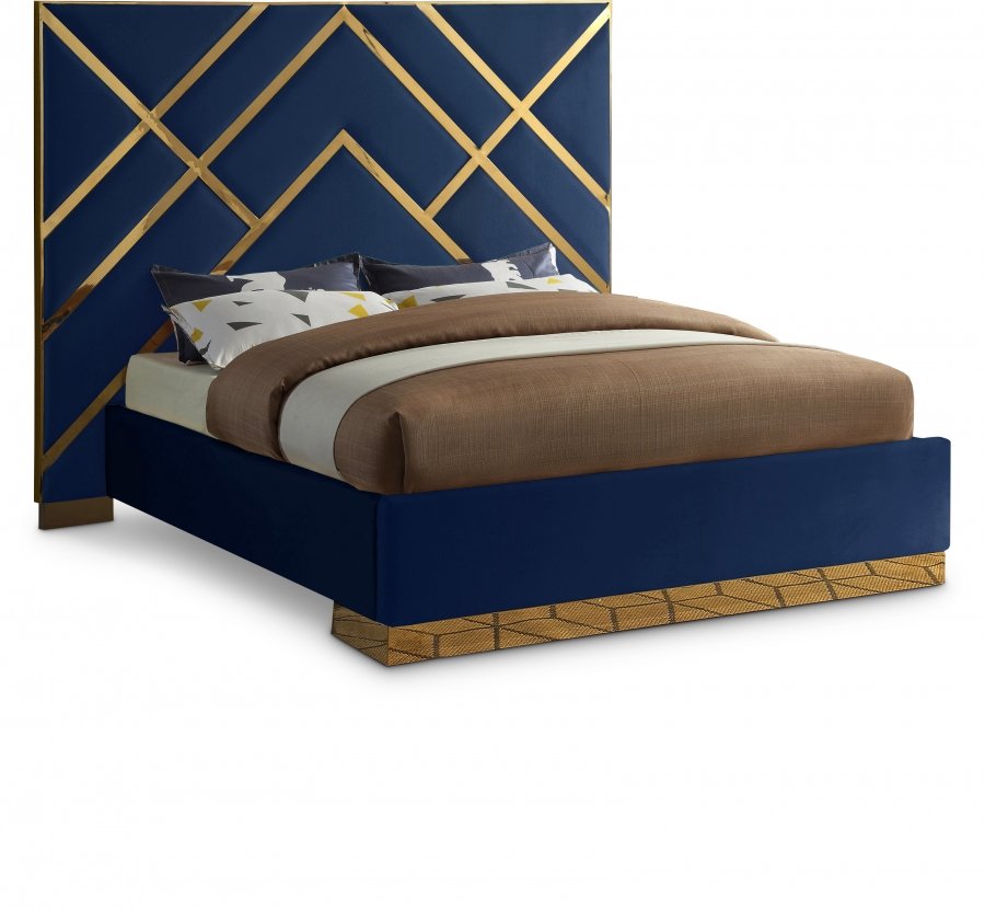 3220.jpg Vector Velvet Upholstered Bed - Image 1