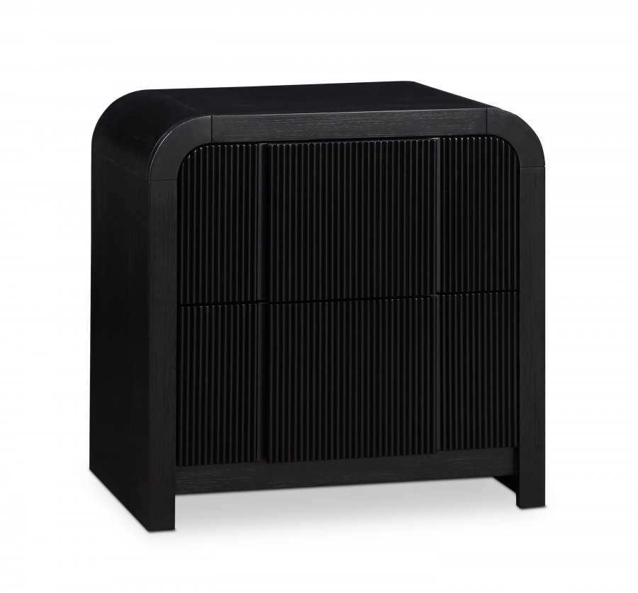 32349.jpg Fluted Solid Wood And Oak Veneer Nightstand - Image 1
