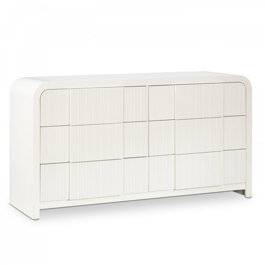 32352.jpg Fluted Solid Wood And Oak Veneer Dresser - Image 1