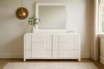 Fluted Solid Wood And Oak Veneer Mirror - Image 2