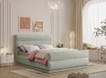 Paxton Chenille Fabric Upholstered Bed - Image 2