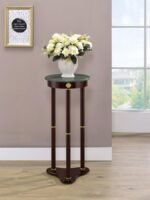 EDITE ROUND MARBLE TOP PLANT STAND MERLOT - Image 2