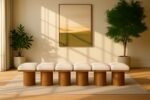 Pavilion Boucle Fabric Upholstered 6pc. Modular Bench - Image 2