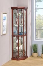 APPLEDALE 6-SHELF CORNER CURIO DISPLAY CABINET MEDIUM BROWN - Image 2