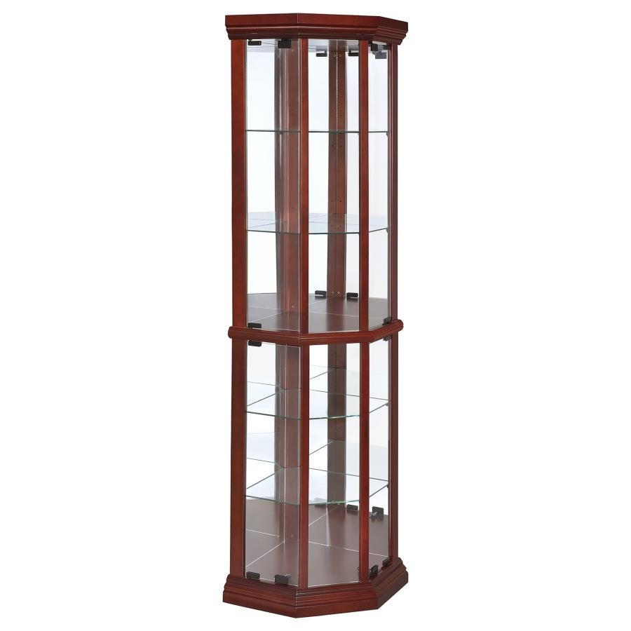 3393_02x900.jpg APPLEDALE 6-SHELF CORNER CURIO DISPLAY CABINET MEDIUM BROWN - Image 1