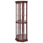 APPLEDALE 6-SHELF CORNER CURIO DISPLAY CABINET MEDIUM BROWN - Image 4