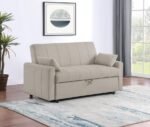 PORTLAND BOUCLE UPHOLSTERED SLEEPER SOFA BED LATTE - Image 2
