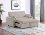 PORTLAND BOUCLE UPHOLSTERED SLEEPER SOFA BED LATTE - Image 3
