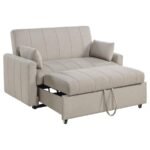 PORTLAND BOUCLE UPHOLSTERED SLEEPER SOFA BED LATTE - Image 4