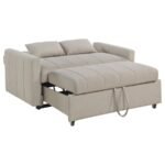 PORTLAND BOUCLE UPHOLSTERED SLEEPER SOFA BED LATTE - Image 5
