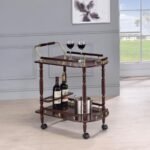 PALMER 2-TIER RECTANGULAR WOOD BAR CART MERLOT - Image 2