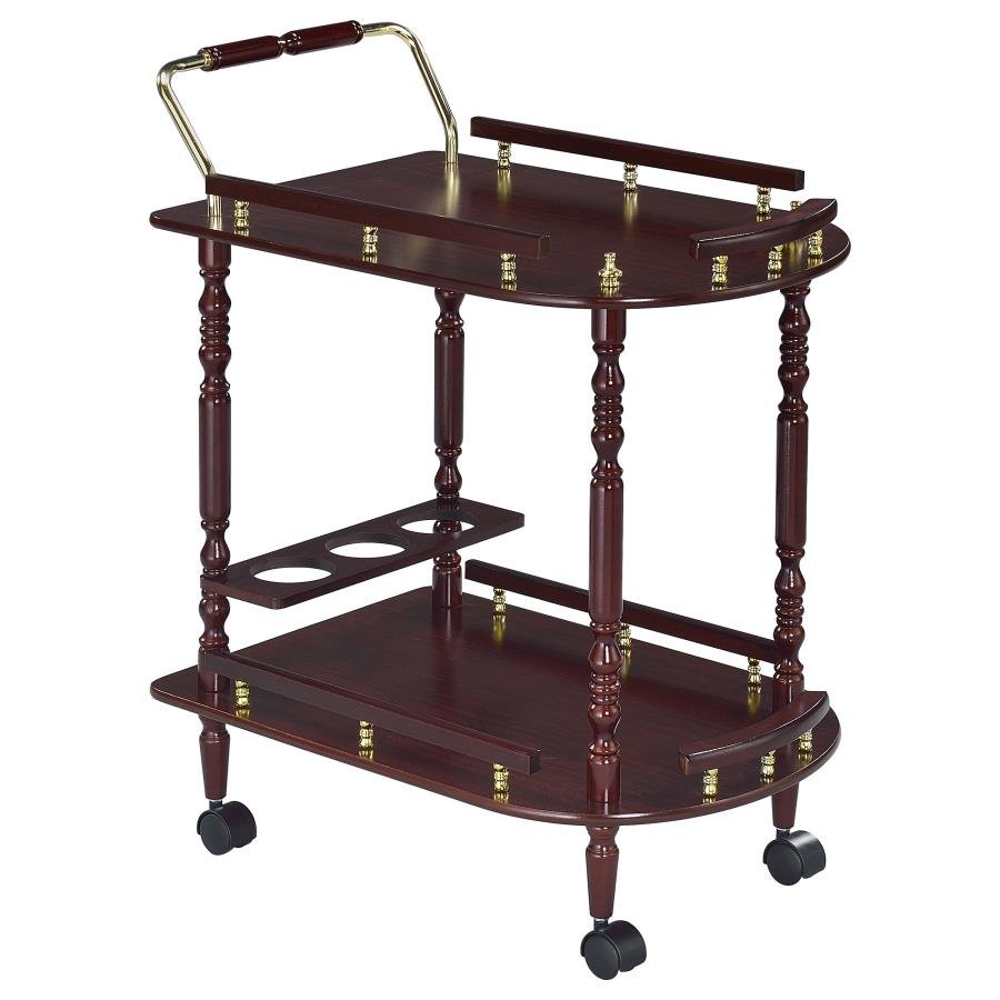 3512_02x900.jpg PALMER 2-TIER RECTANGULAR WOOD BAR CART MERLOT - Image 1