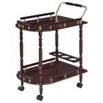 PALMER 2-TIER RECTANGULAR WOOD BAR CART MERLOT - Image 4