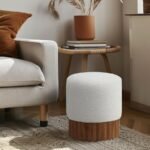 Veranda Boucle Fabric Upholstered Stool - Image 2