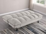 LAREDO UPHOLSTERED TUFTED CONVERTIBLE SOFA BED LIGHT GREY - Image 4