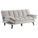 LAREDO UPHOLSTERED TUFTED CONVERTIBLE SOFA BED LIGHT GREY - Image 5
