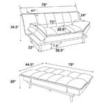LAREDO UPHOLSTERED TUFTED CONVERTIBLE SOFA BED LIGHT GREY - Image 14