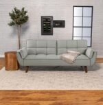 CAUFIELD UPHOLSTERED TUFTED CONVERTIBLE SOFA BED GREY - Image 2