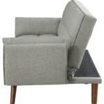 CAUFIELD UPHOLSTERED TUFTED CONVERTIBLE SOFA BED GREY - Image 7
