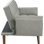 CAUFIELD UPHOLSTERED TUFTED CONVERTIBLE SOFA BED GREY - Image 10
