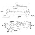 CAUFIELD UPHOLSTERED TUFTED CONVERTIBLE SOFA BED GREY - Image 14